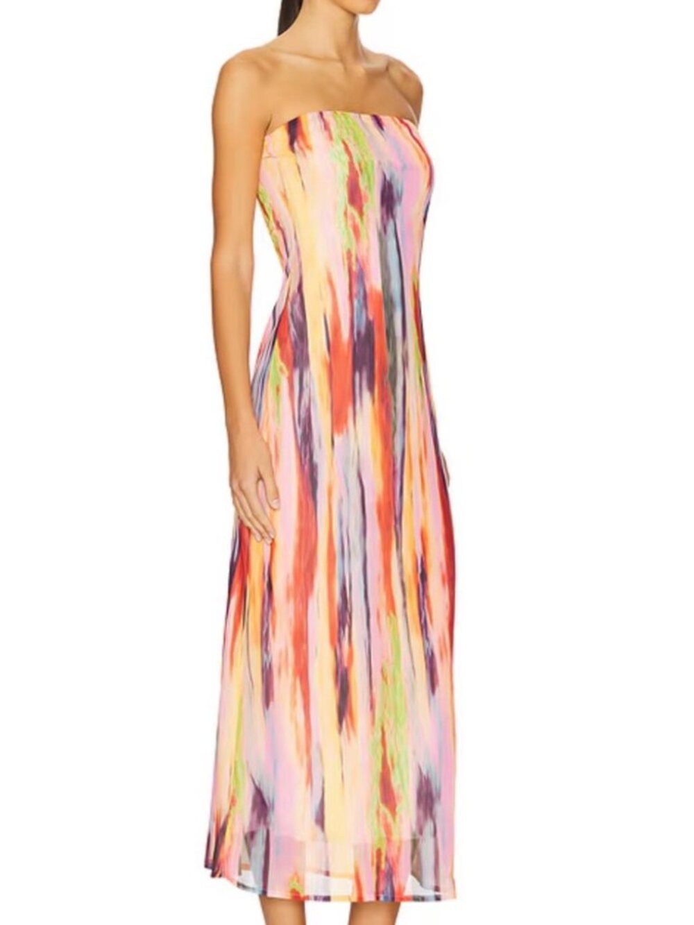 NWT SNDYS Vibrant Strapless Midi Dress